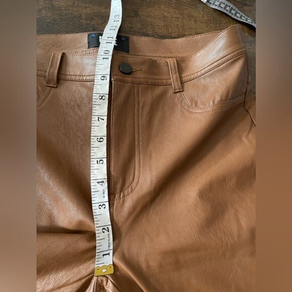 Paige Claudine Ankle Flare Jeans Faux Leather in Dark Argan size 28 NWOT - Picture 12 of 15